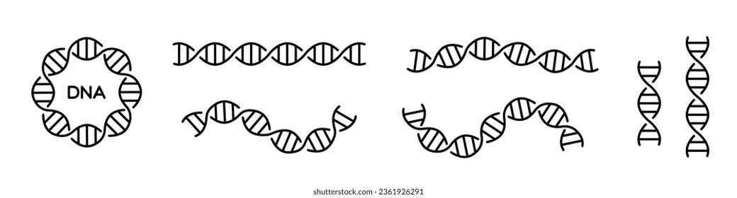 DNA-Icon, lange Struktur der genetischen Moleküle, DNA-Icon-Linie bearbeitbaren Schlaganfall