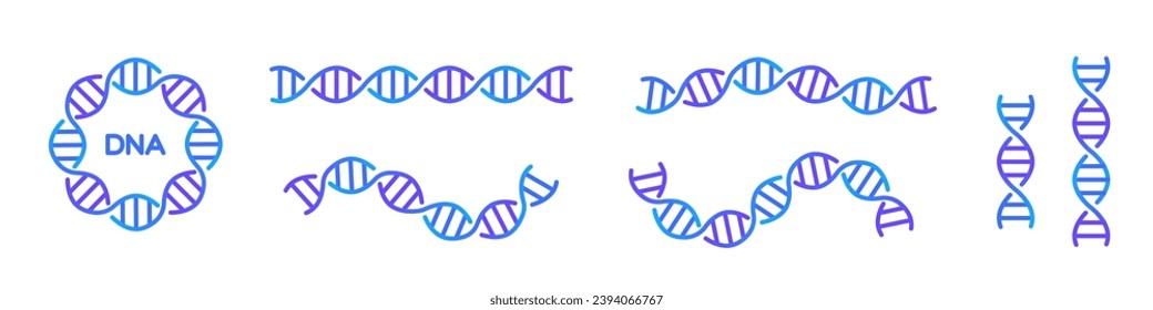 DNA icon, long genetic molecule structure, dna icon line set editable stroke