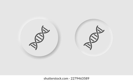 Icono de Adn en estilo neumorfismo. Iconos para negocios, interfaz de usuario blanca, UX. Símbolo genético. Biología, química, ciencia, cromosoma, molécula, célula, laboratorio. Estilo neumórfico. 