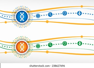 DNA icon on background for banner, web, site, design, advertising, print, poster. Vector template.