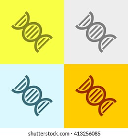 DNA Icon on Four Different Backgrounds. Eps-10.