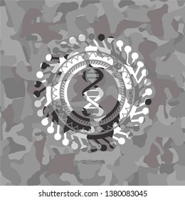 dna icon on grey camo pattern