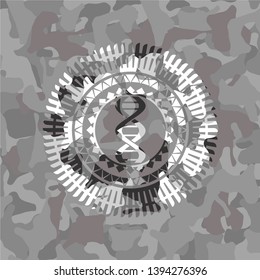 dna icon on grey camo pattern