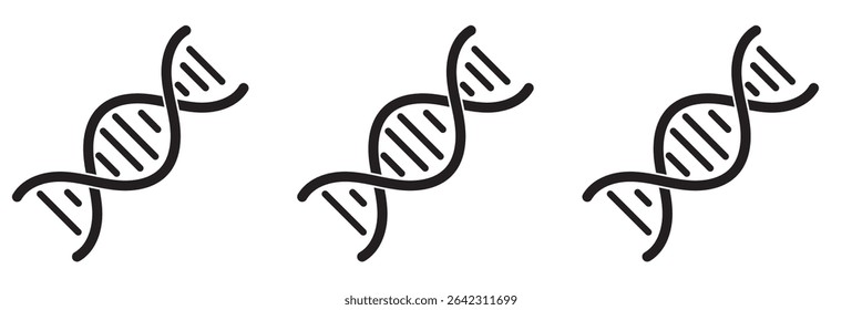 Dna icon on light background. Genetic symbol. Biology, chemistry, science, chromosome, molecule, biotechnology, cell, laboratory. Outline, flat and colored style. Flat design. Vector illustration.