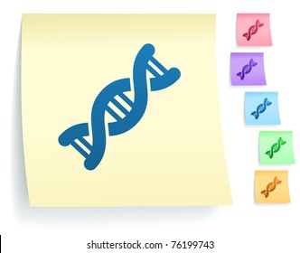 DNA Icon on Post It Note Paper Collection Original Illustration