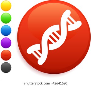 DNA icon on round internet button original vector illustration 6 color versions included