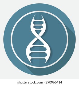 DNA Icon on white circle with a long shadow