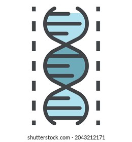 Dna icon. Outline dna vector icon color flat isolated on white
