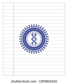 dna icon pen effect. Blue ink. Vector Illustration. Detailed.