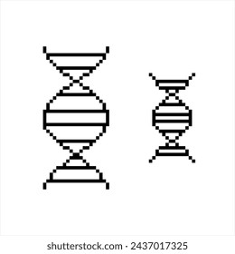 Dna Icon Pixel Art, Deoxyribonucleic Acid Icon Vector Art Illustration, Digital Pixelated Form