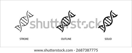 DNA icon for science, gene technology, genetics. Editable vector stroke, outline and solid icon.