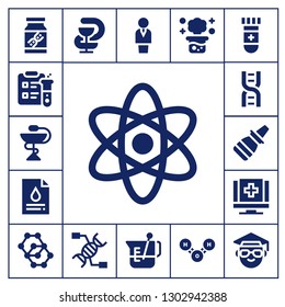  dna icon set. 17 filled dna icons.  Simple modern icons about  - Dna, Science, Pharmacy, Atom, Blood test, Nasal spray, Medical, Molecule, Chemist, Beaker, Chemical reaction