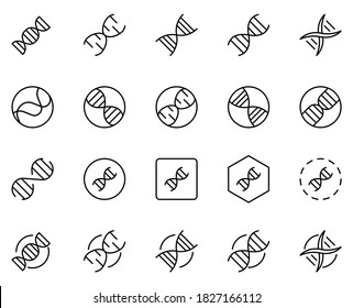 DNA icon set. Collection of high quality outline web pictograms in modern flat style. Black DNA symbol for web design and mobile app on white background. Line logo EPS10