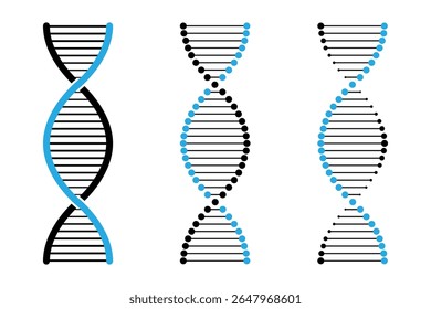 DNA icon set. Genetic helix and molecule symbols collection