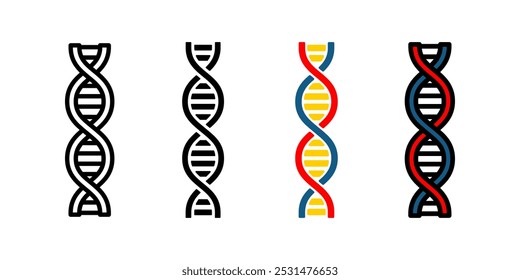 Conjunto de ícones do DNA. Sinal de genética. para conceito móvel e web design. ilustração vetorial sobre fundo branco