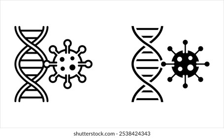 Conjunto de ícones do DNA. Sinal genético sobre fundo branco