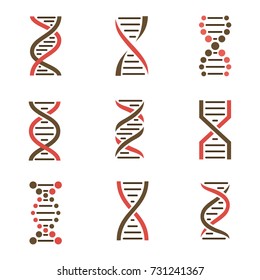 DNA icon set isolated on a white background.