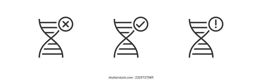 Icono de Adn establecido en el fondo de la luz. Símbolo de salud. Biología, genética, ciencia, cromosoma, molécula, biotecnología, célula, laboratorio. Estilo de esquema. Diseño plano.