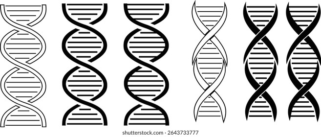 DNA icon set. Polygonal wireframe DNA molecule. Medical science, genetic biotechnology, chemistry biology, gene cell concept vector illustration isolated background. Innovation technology concept