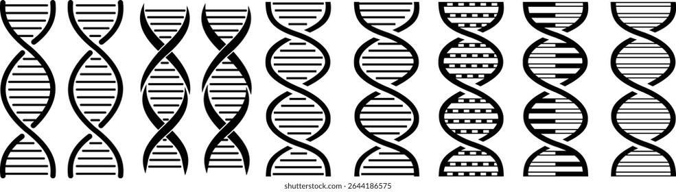 DNA icon set. Polygonal wireframe DNA molecule. Medical science, genetic biotechnology, chemistry biology, gene cell concept vector illustration isolated background. Innovation technology concept