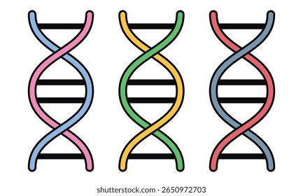 Conjunto de iconos de ADN. Icono de símbolo de ADN genético simple aislado sobre fondo blanco. Icono de línea de trazo de ADN para App de ciencia y Diseño gráfico de Sitios web. Ilustración vectorial. EPS 10