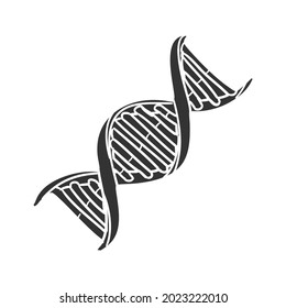 DNA Icon Silhouette Illustration. Genetic Health Vector Graphic Pictogram Symbol Clip Art. Doodle Sketch Black Sign.