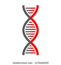 DNA Icon Structure Molecule Science and Biology Concept on White Background Black and Red - Vector Illustration
