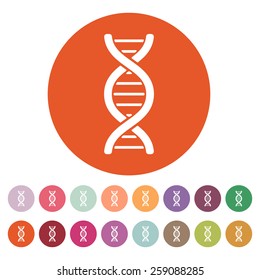 The dna icon. DNA symbol. Flat Vector illustration. Button Set