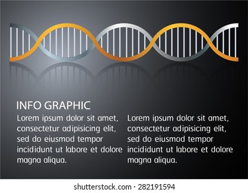 The dna icon. DNA symbol. Vector illustration. science infographics template with text. Abstract gene chain background. Can be used as medical,genetic,pharmaceutical, science industries. text box.card