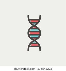 Línea delgada de iconos de ADN para diseño plano minimalista moderno y móvil. Icono del vector con contorno gris oscuro y color de desplazamiento en fondo gris claro.