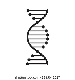 DNA-Symbol in trendigem, flachem Design, einzelne Vektorgrafik auf weißem Hintergrund.