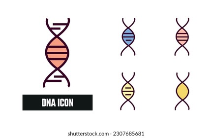 Dna Icon Vector Illustration. Dna Lineal Color Icon