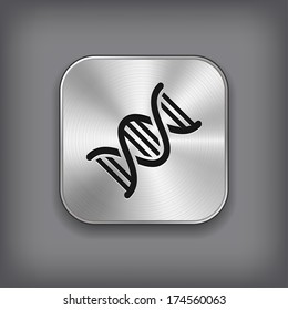 DNA icon - vector metal app button with shadow