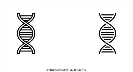 DNA icon vector icon set in black and white color. vector illustration on white background.