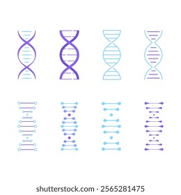 Dna icon. Dna vector set. Medical genetic sign. Isolated spiral helix sign.