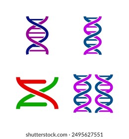 DNA icon vector set in white background