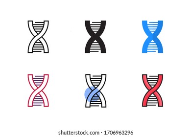 dna icon vector with six different style design. isolated on white background
