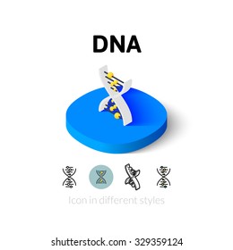 DNA Icon, Vector Symbol In Flat, Outline And Isometric Style