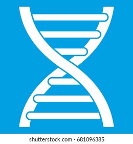 DNA icon white isolated on blue background vector illustration