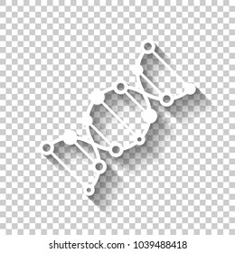 DNA icon. White icon with shadow on transparent background