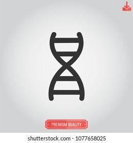 DNA icon,genetic vector,molecule sign isolated on grey background,simple chromosome illustration for graphic design, web and mobile platforms.