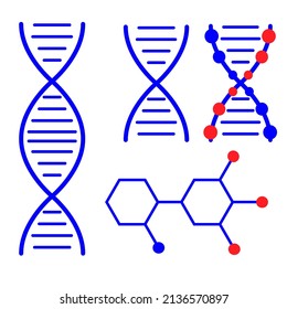 DNA-Symbole und -Moleküle. biocode, genetischen medizinischen symbolen. Satz Vektorgrafik