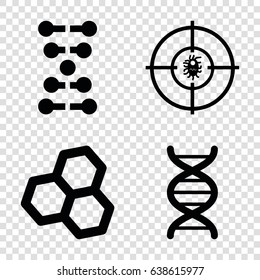 Dna icons set. set of 4 dna filled icons such as dna