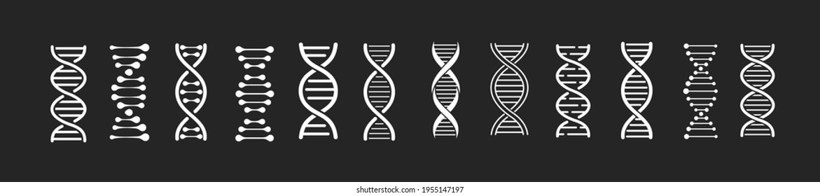 DNA icons set, deoxyribonucleic acid symbol, Structure molecule chromosome, genetic sign, medical genetics molecule business concept, vector illustration