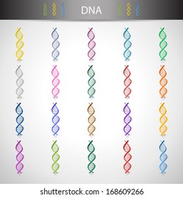 Dna Icons Set - Isolated On Gray Background - Vector illustration, Graphic Design, Editable For Your Design.