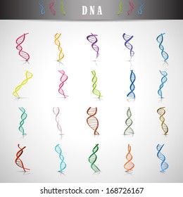 Dna Icons Set - Isolated On Gray Background - Vector illustration, Graphic Design, Editable For Your Design.