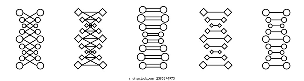 DNA Icons set. DNA Structure molecule icon. Vector molecule. Chromosome icon