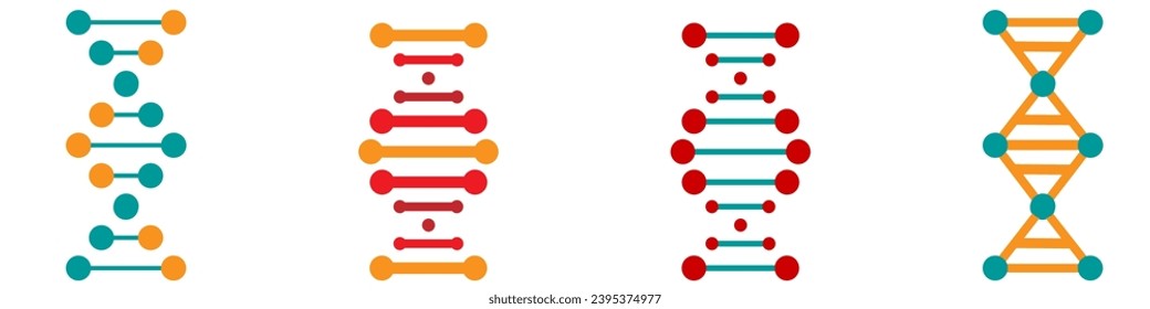 DNA Icons set. DNA Structure molecule icon. Vector molecule. Chromosome icon