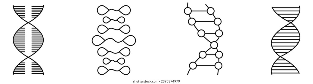 DNA Icons set. DNA Structure molecule icon. Vector molecule. Chromosome icon