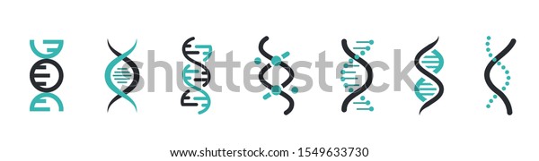 DNA Icons set. DNA Structure molecule icon. Vector\
molecule. Chromosome icon
